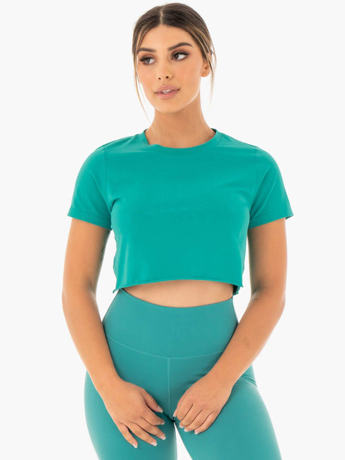 Motion Cropped T-Shirt Teal