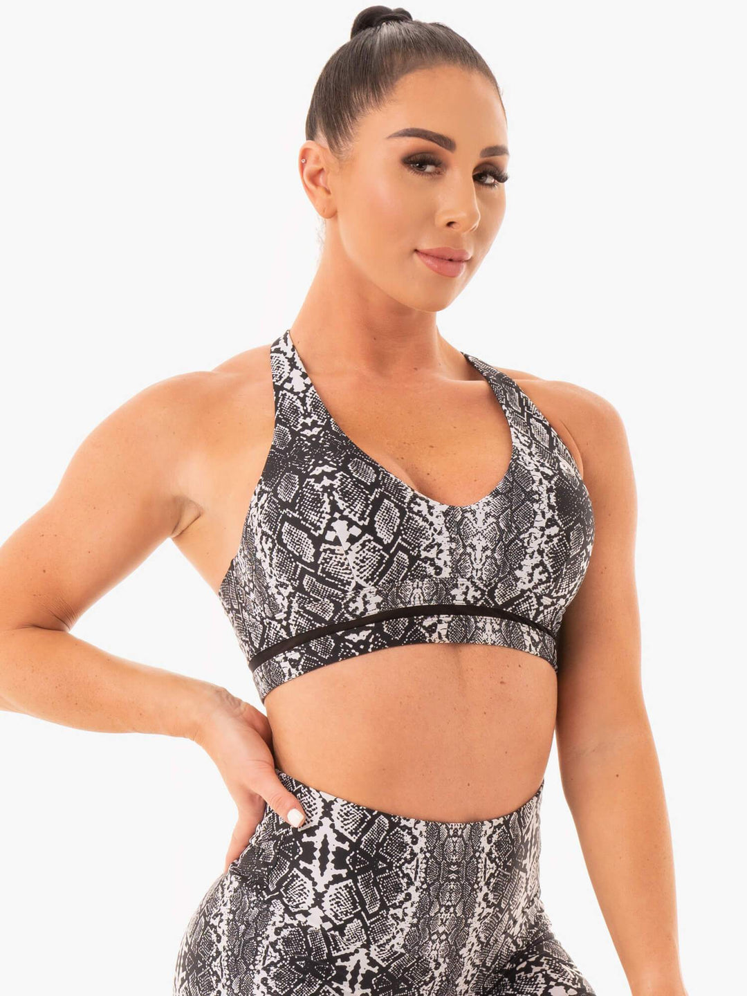 NEM X RW Sports Bra - White Snake Clothing Ryderwear 