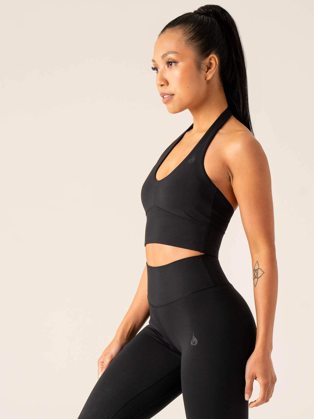 NKD Arch Halter Sports Bra - Black Clothing Ryderwear 