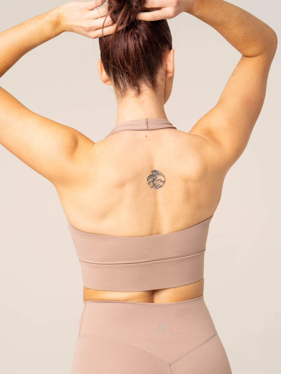 NKD Arch Halter Sports Bra - Taupe Clothing Ryderwear 