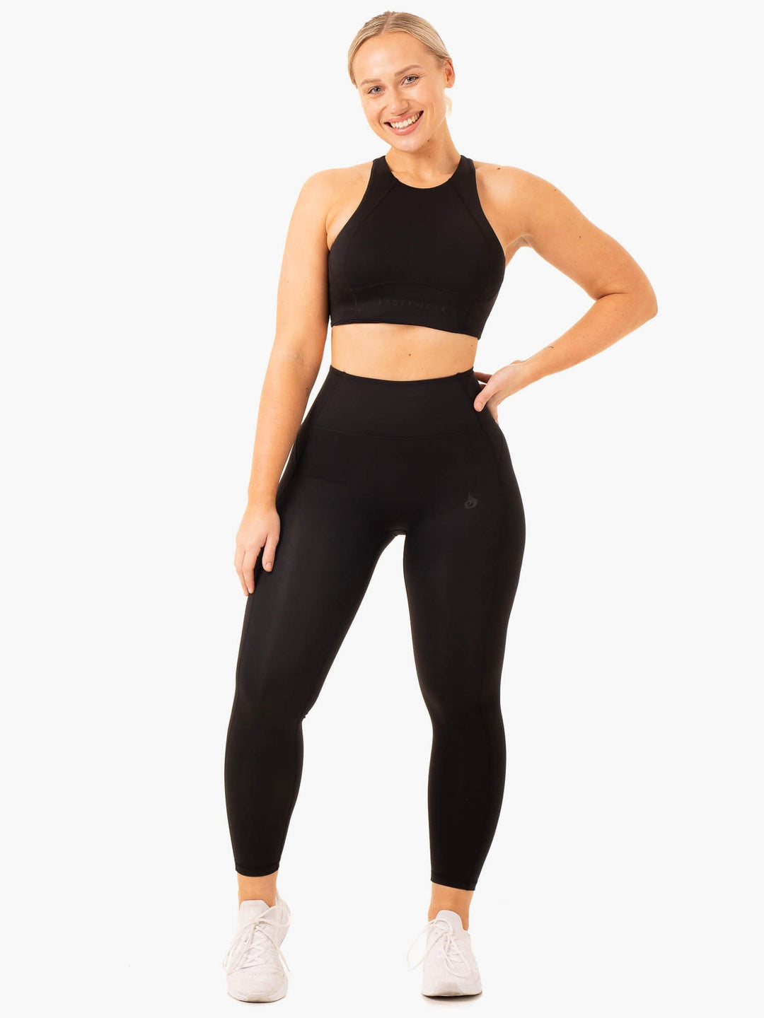 NKD Frame Long Line Sports Bra - Black Clothing Ryderwear 