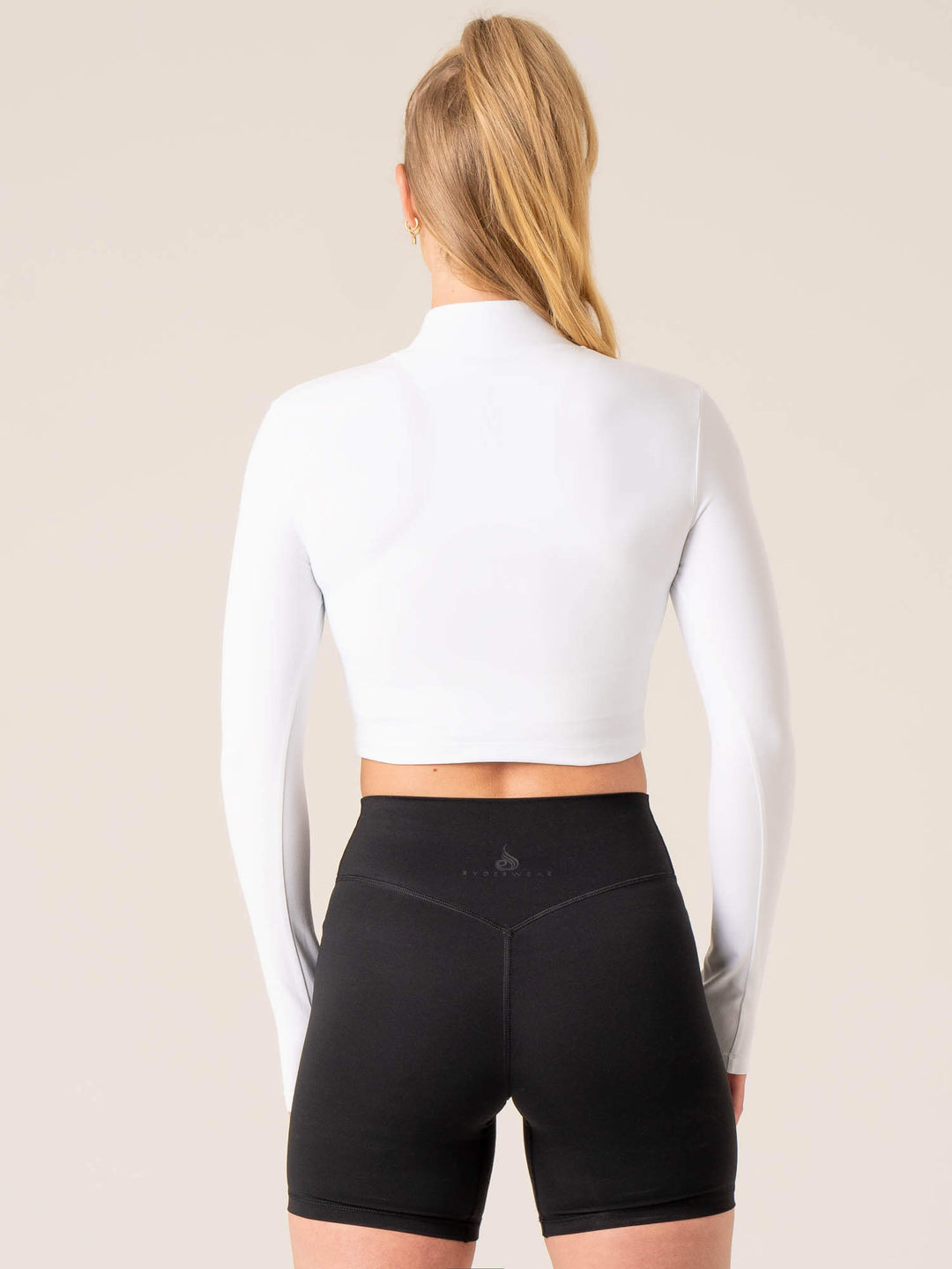 NKD Half Zip Long Sleeve Top - White Clothing Ryderwear 