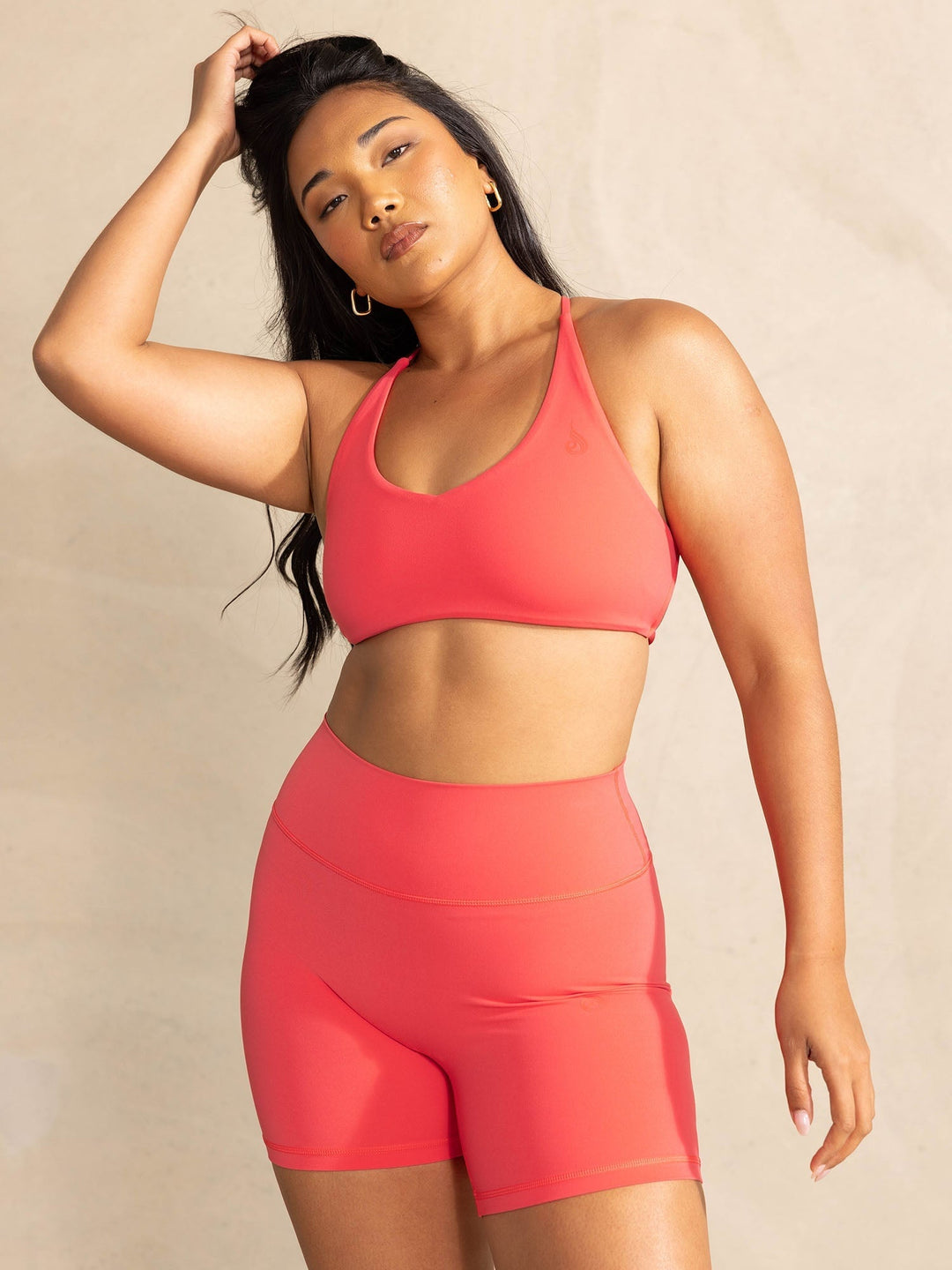 NKD High Waisted Scrunch Shorts - Neon Salmon Clothing Ryderwear 