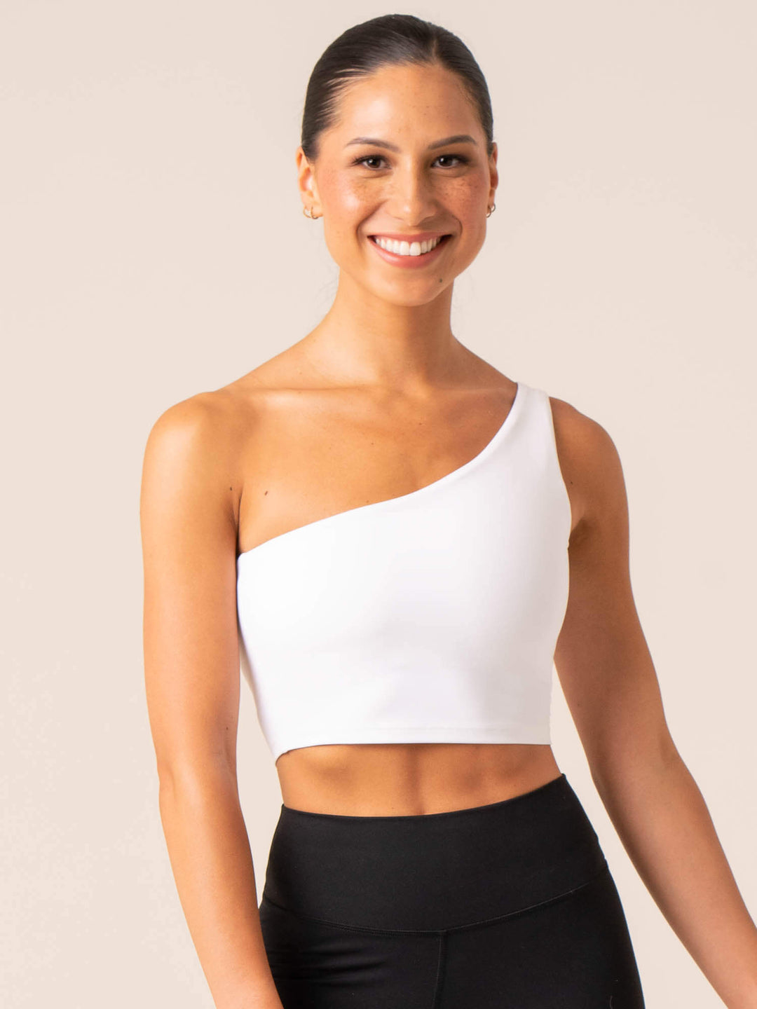 NKD One Shoulder Tank Bra - White Clothing Ryderwear 