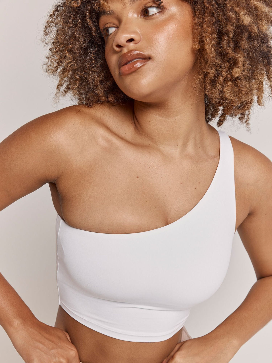 NKD One Shoulder Tank Bra - White Clothing Ryderwear 