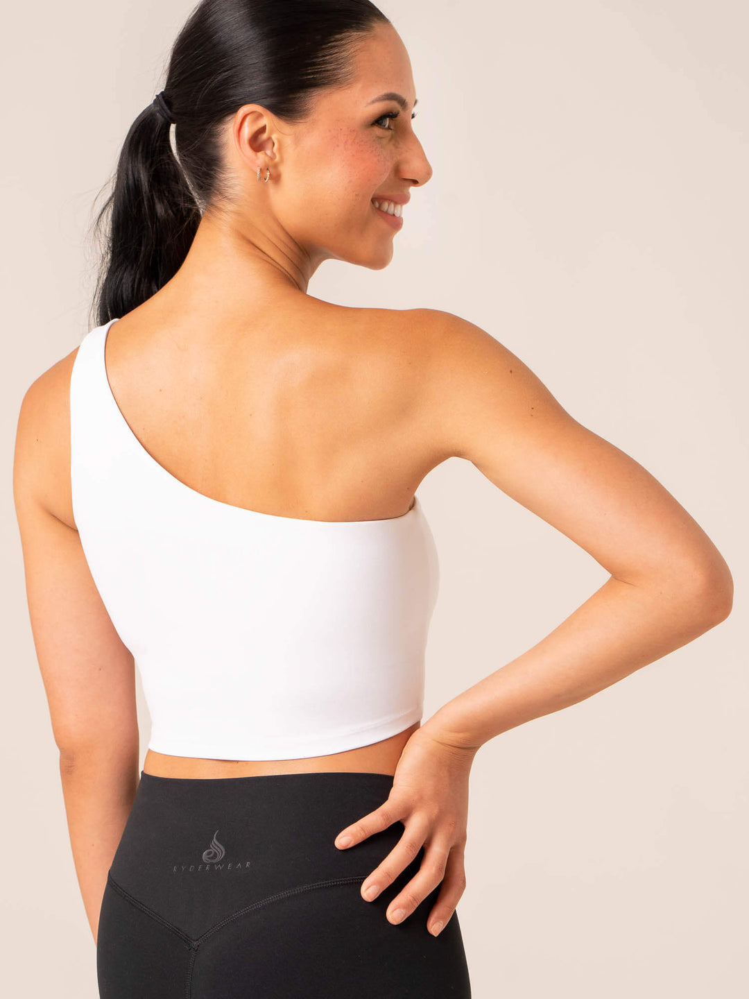 NKD One Shoulder Tank Bra - White Clothing Ryderwear 