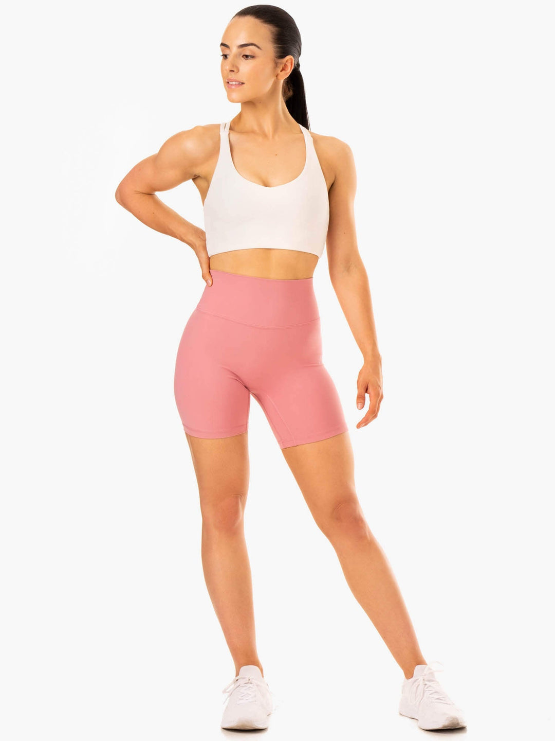 NKD Refine High Waisted Shorts - Dusty Pink Clothing Ryderwear 
