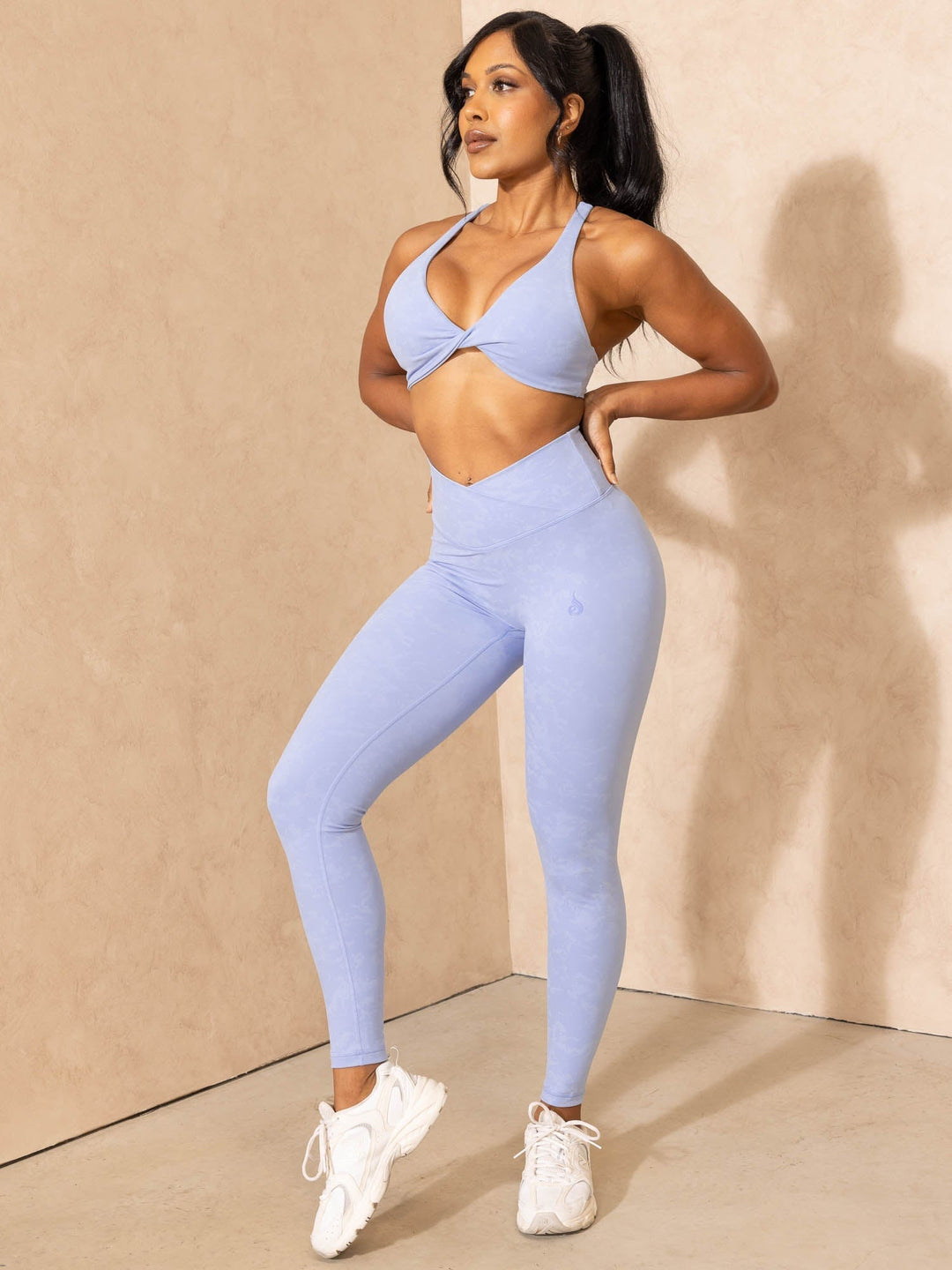NKD Stonewash Twist Sports Bra - Cornflower Blue Stonewash Clothing Ryderwear 