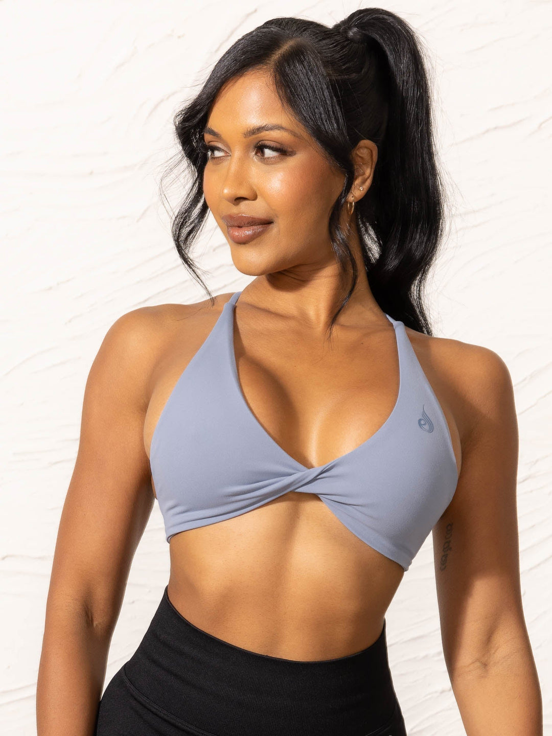 NKD Twist Sports Bra - Denim Blue Clothing Ryderwear 