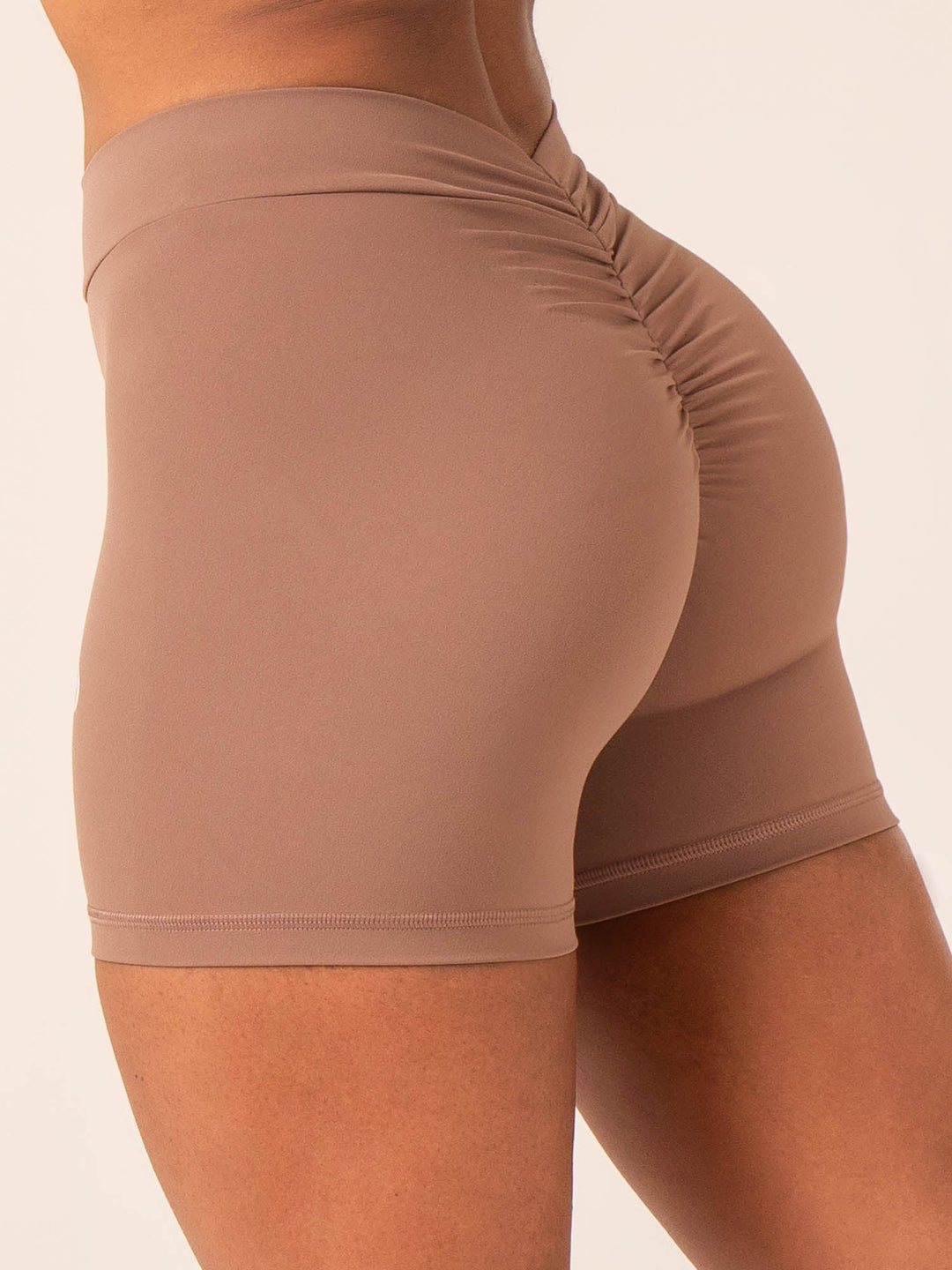 NKD V Scrunch Shorts - Mocha Clothing Ryderwear 