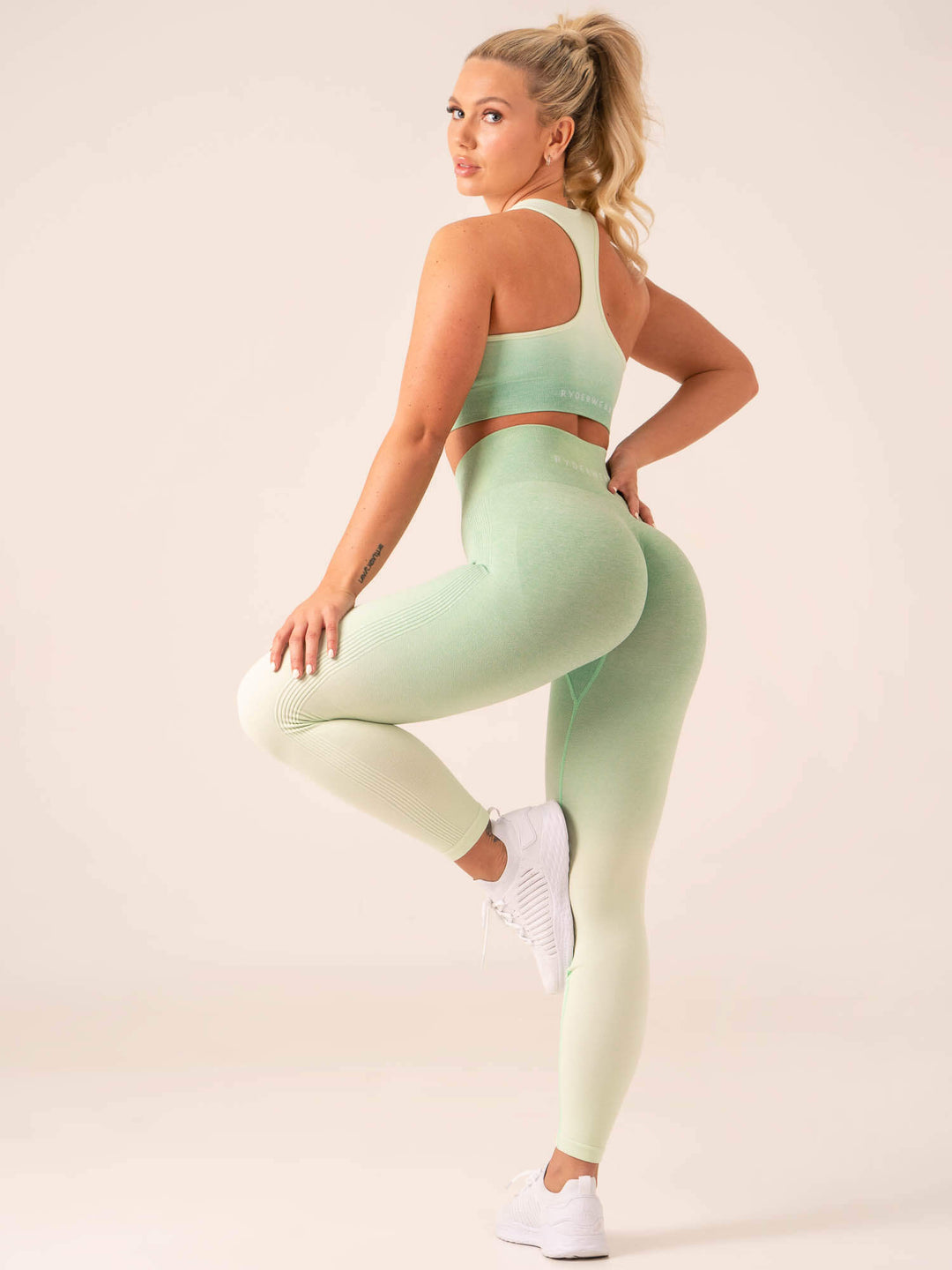 Ombre Seamless Leggings - Lime Ombre Clothing Ryderwear 