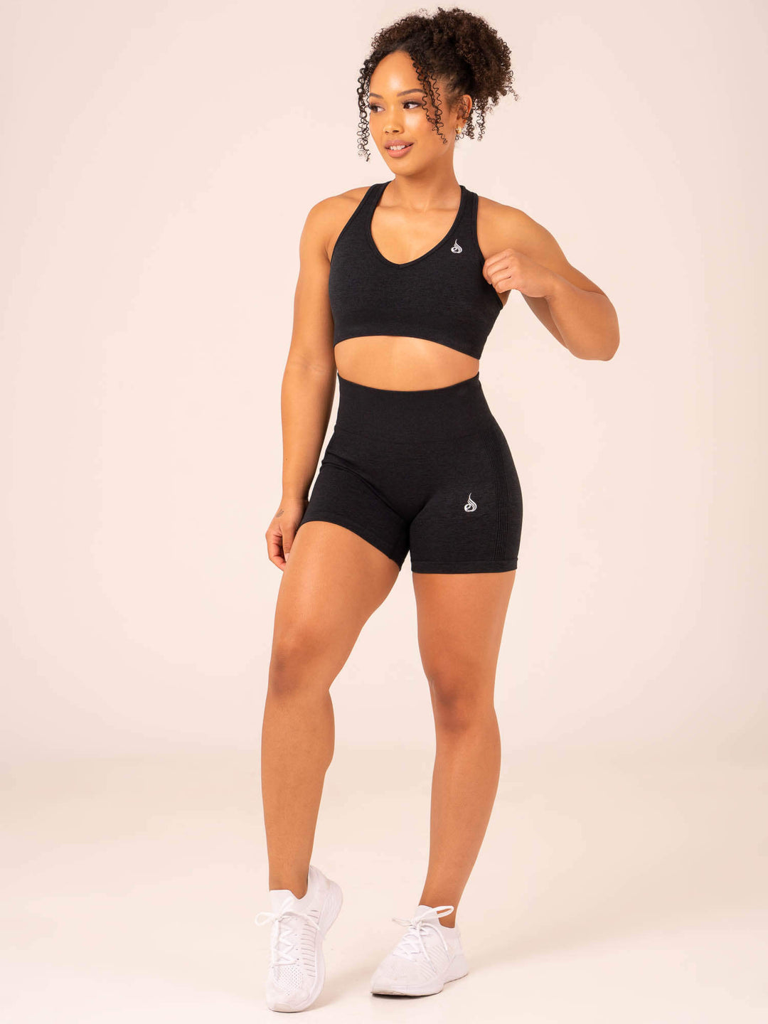Ombre Seamless Sports Bra - Black Marl Clothing Ryderwear 