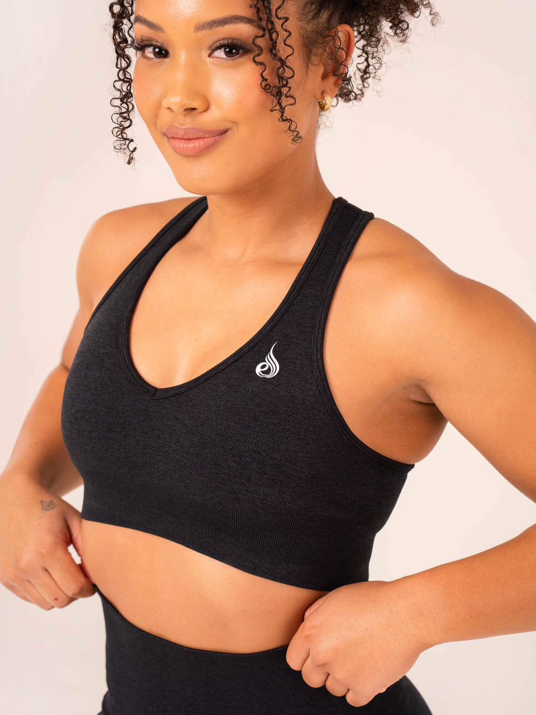 Ombre Seamless Sports Bra - Black Marl Clothing Ryderwear 