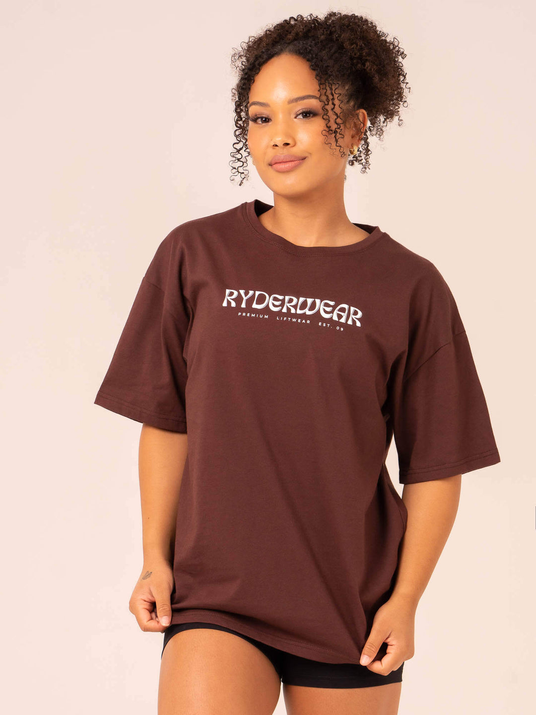 Retro Oversized T-Shirt - Chocolate Clothing Ryderwear 