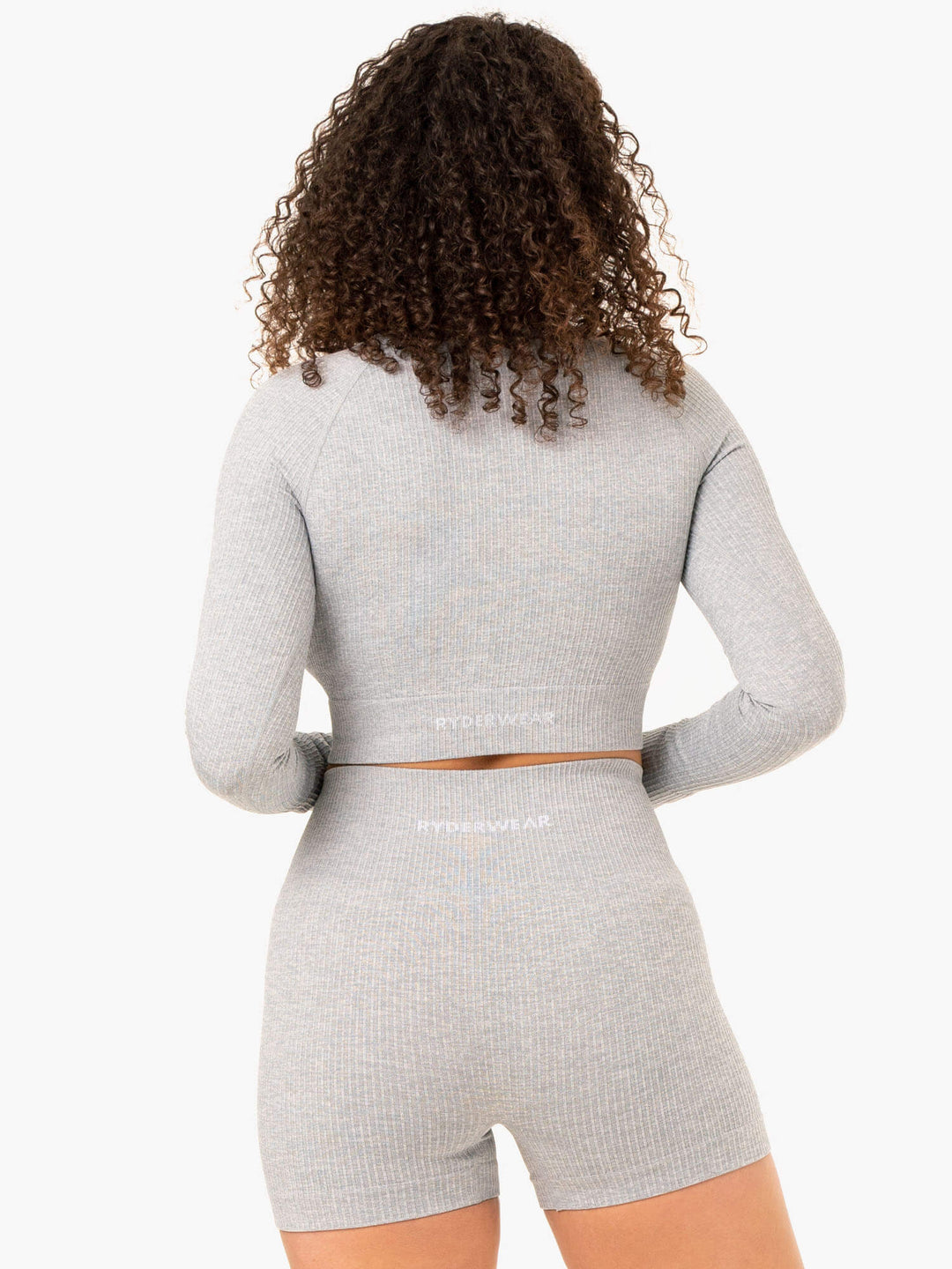 Rib Seamless Long Sleeve Top - Light Grey Marl - Ryderwear