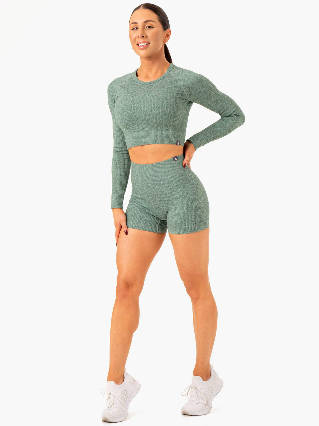 Rib Seamless Shorts - Green Marl Clothing Ryderwear 