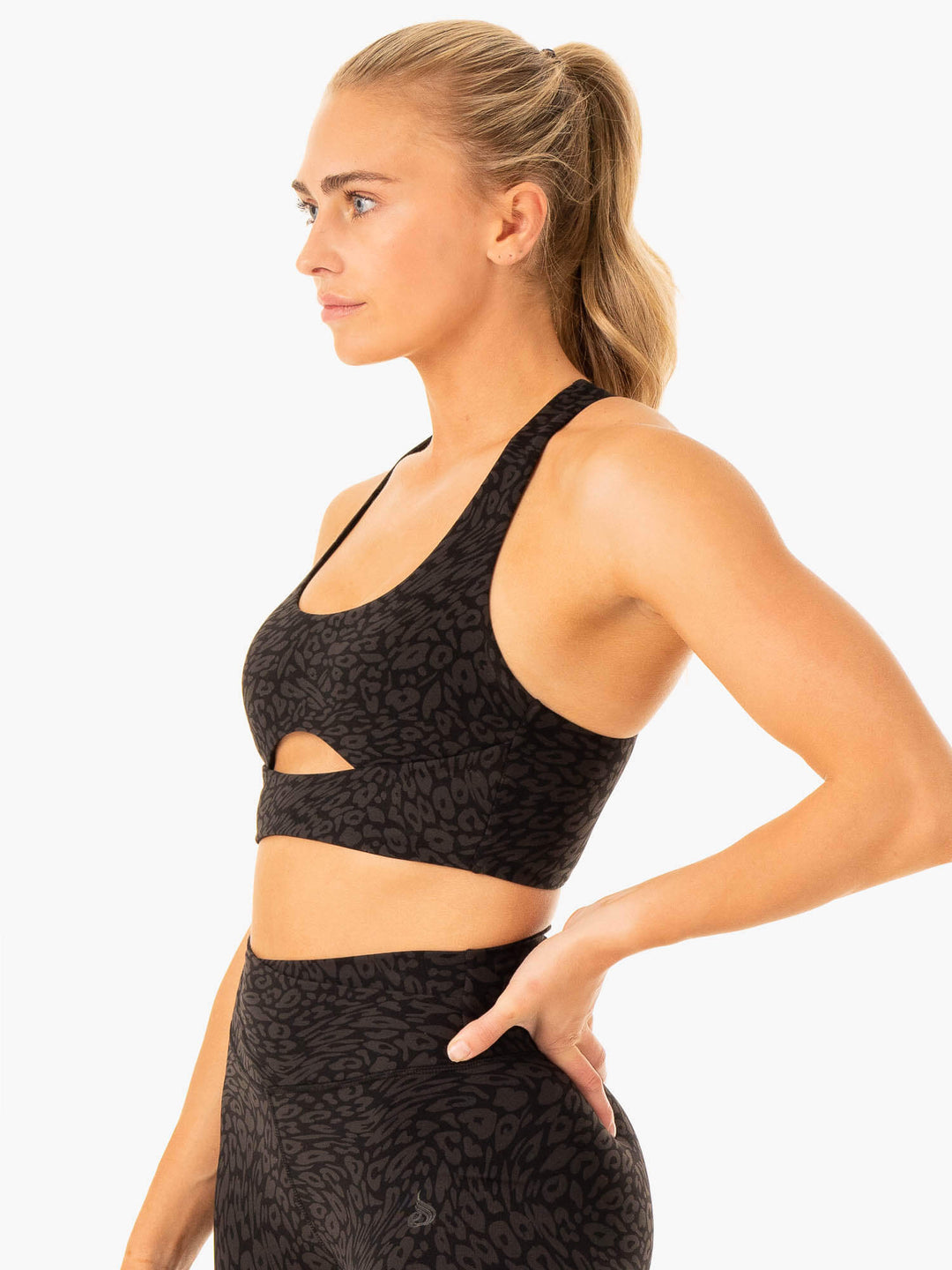 Rotation Sports Bra - Black Leopard Clothing Ryderwear 