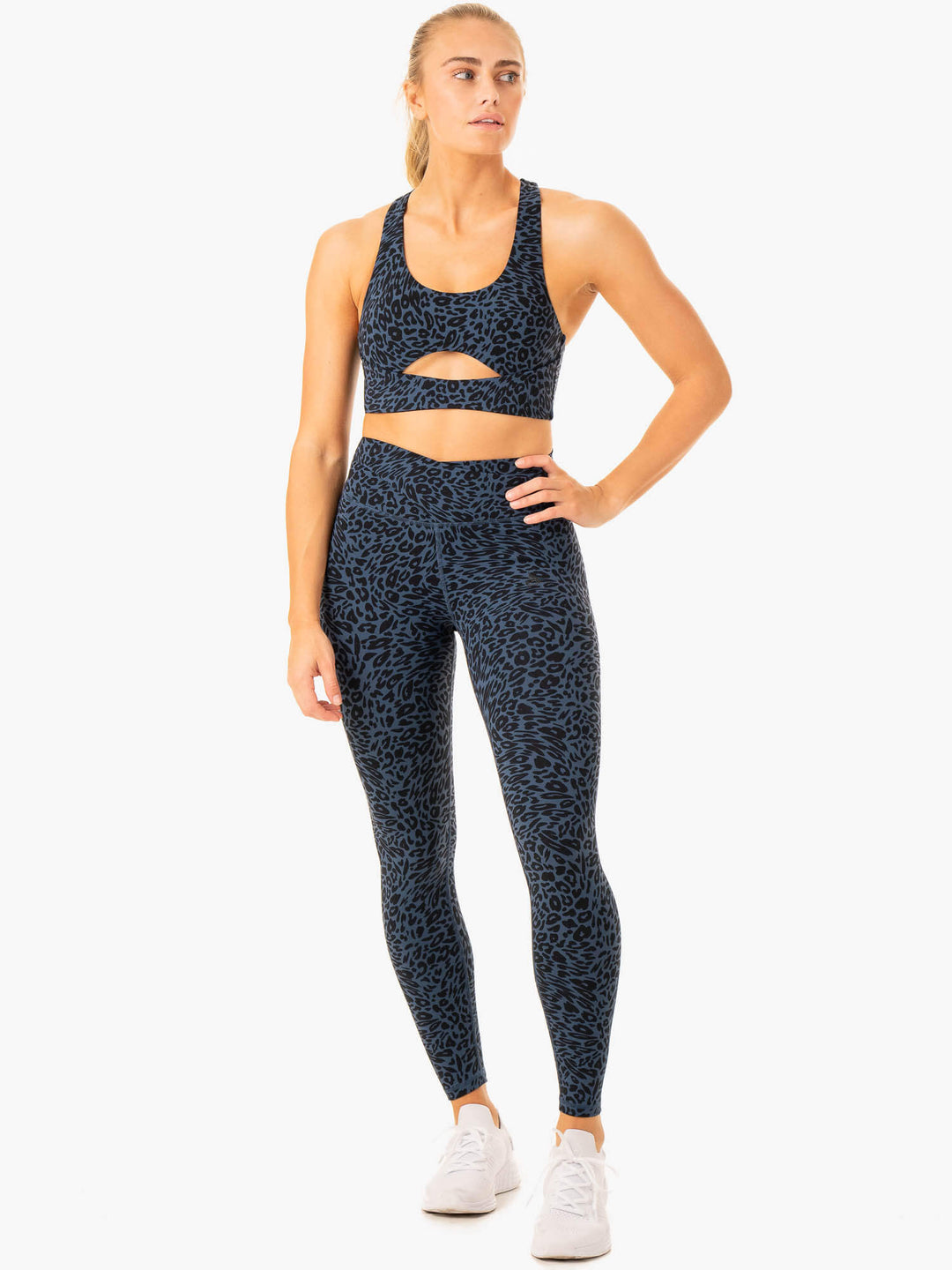 Rotation Sports Bra - Navy Leopard Clothing Ryderwear 