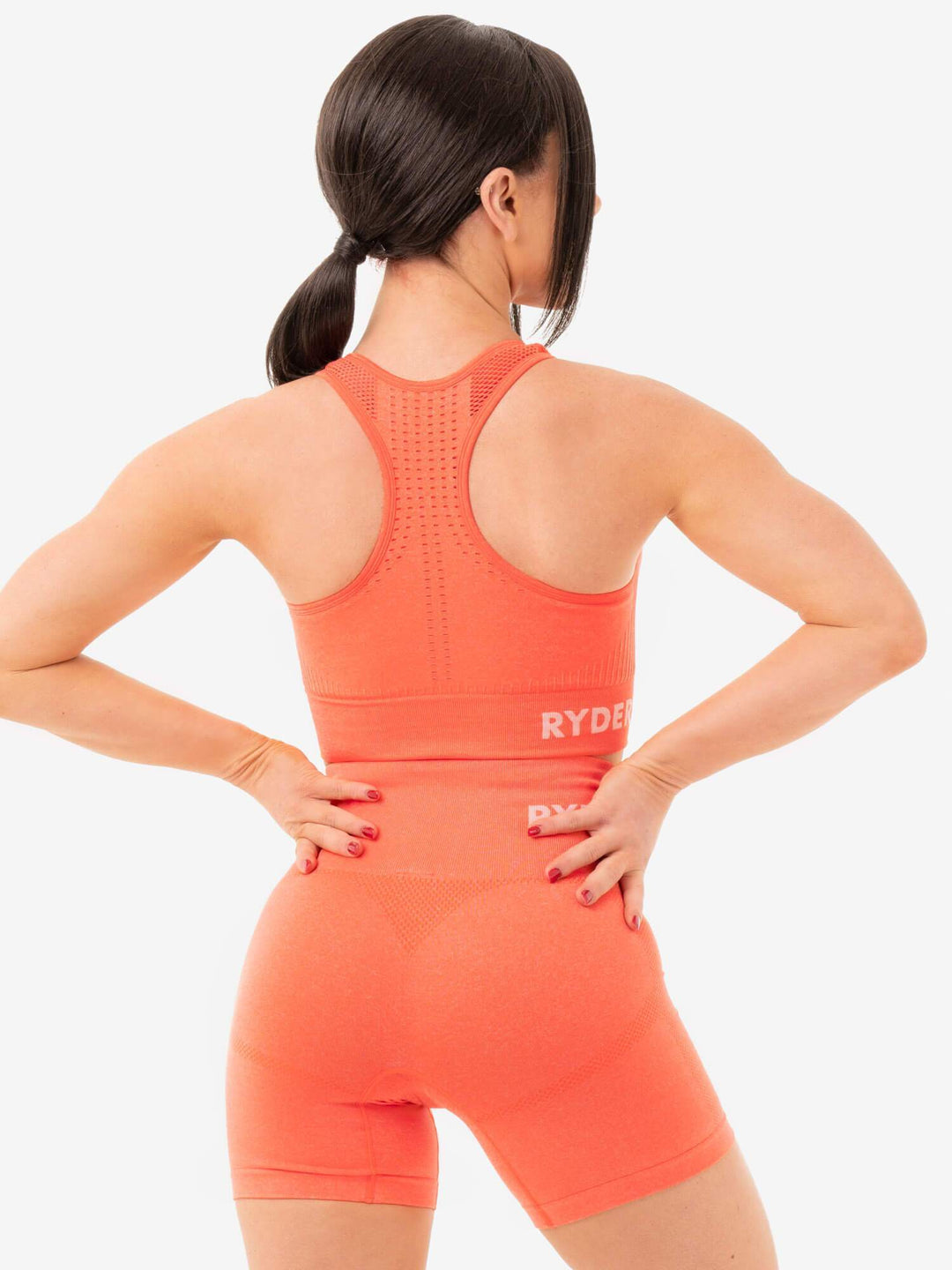 Seamless Staples Sports Bra - Orange Marl Clothing Ryderwear 
