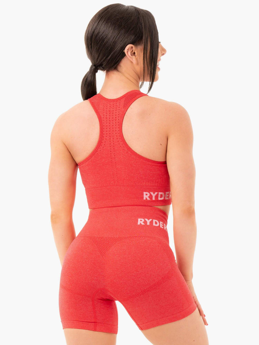 Seamless Staples Sports Bra - Red Marl Clothing Ryderwear 