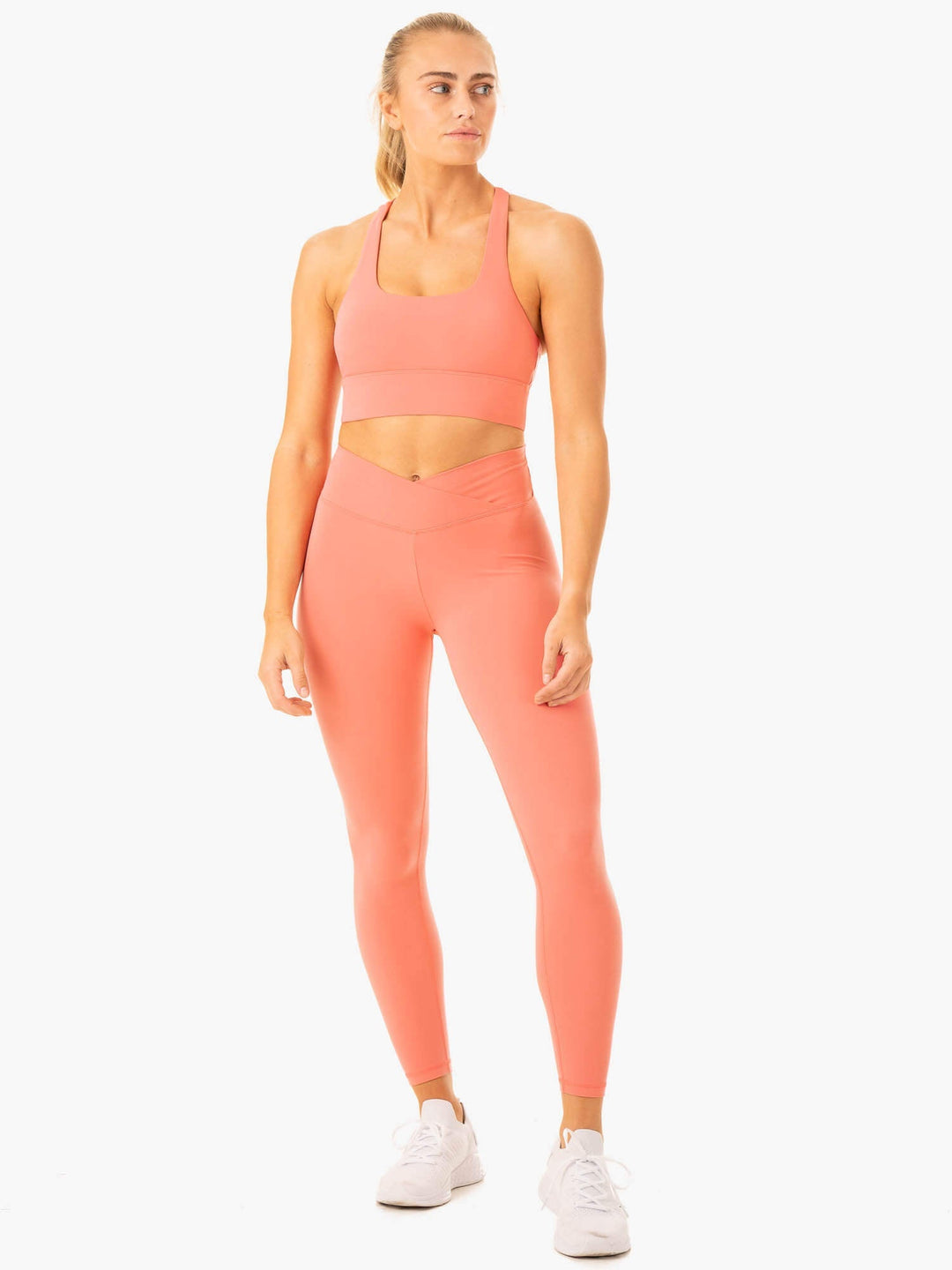 Serene Cross Over Scrunch Leggings - Rose Pink Clothing Ryderwear 