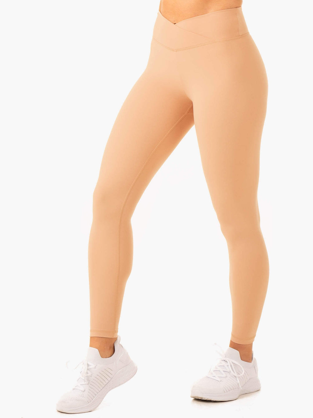Serene Cross Over Scrunch Leggings - Tan Clothing Ryderwear 