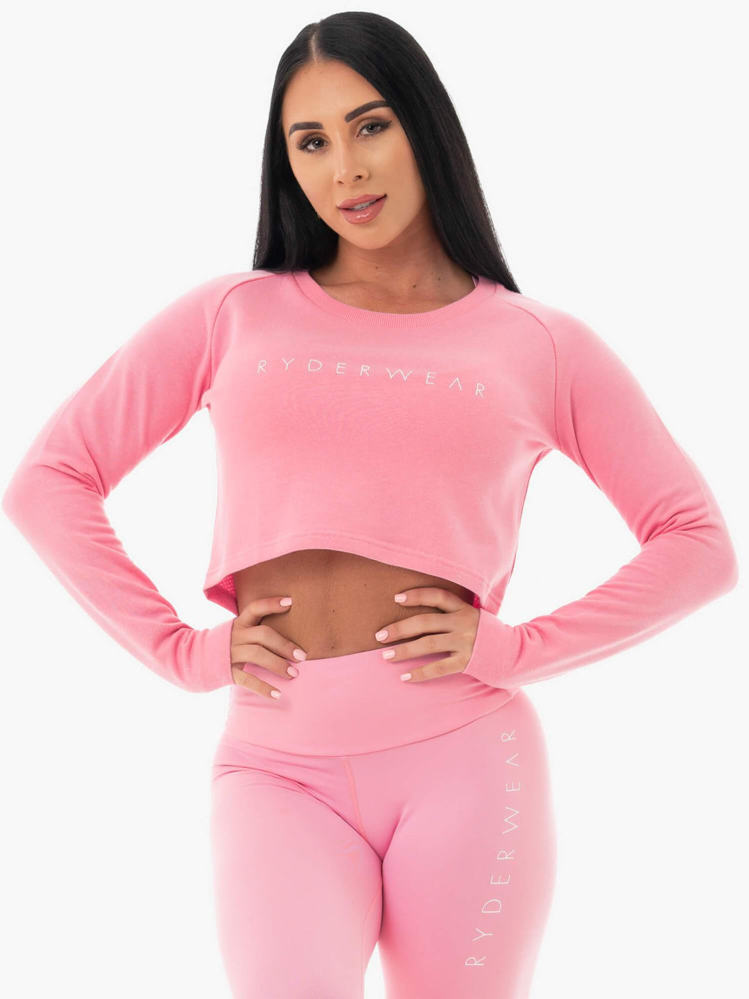 Staples Cropped Sweater - Pink Clothing Ryderwear 