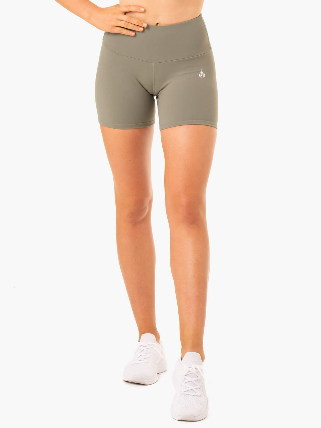 Staples Scrunch Bum Mid Length Shorts - Khaki Clothing Ryderwear 