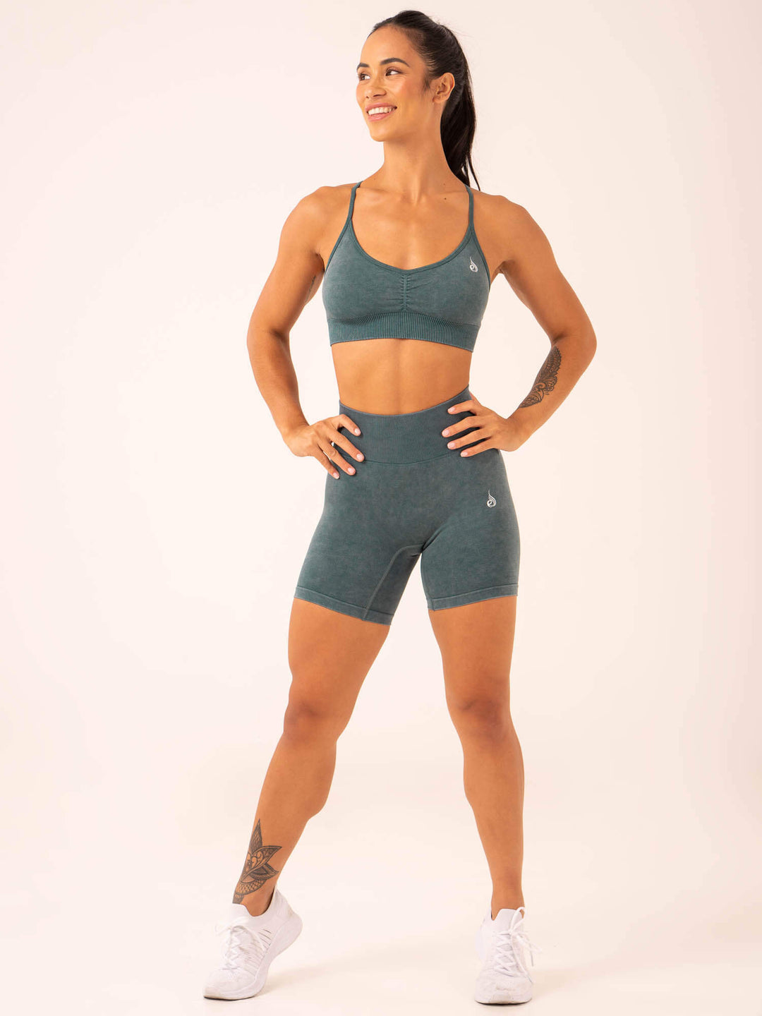 Stonewash Scrunch Seamless Shorts - Petrol Stonewash Clothing Ryderwear 