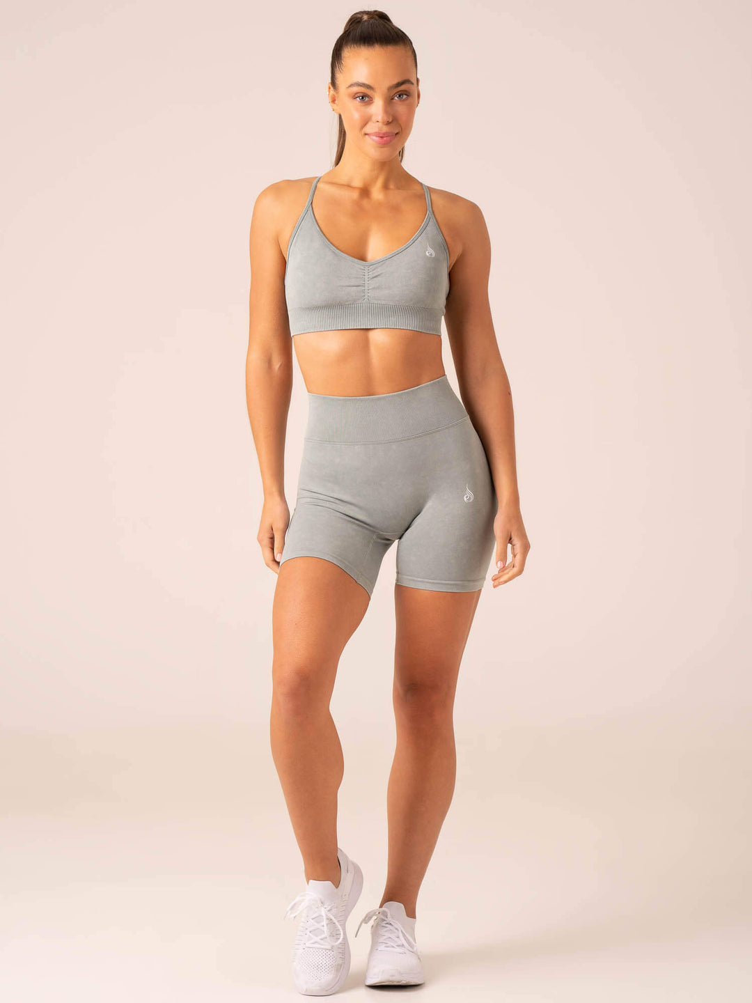 Stonewash Scrunch Seamless Shorts - Sage Stonewash Clothing Ryderwear 