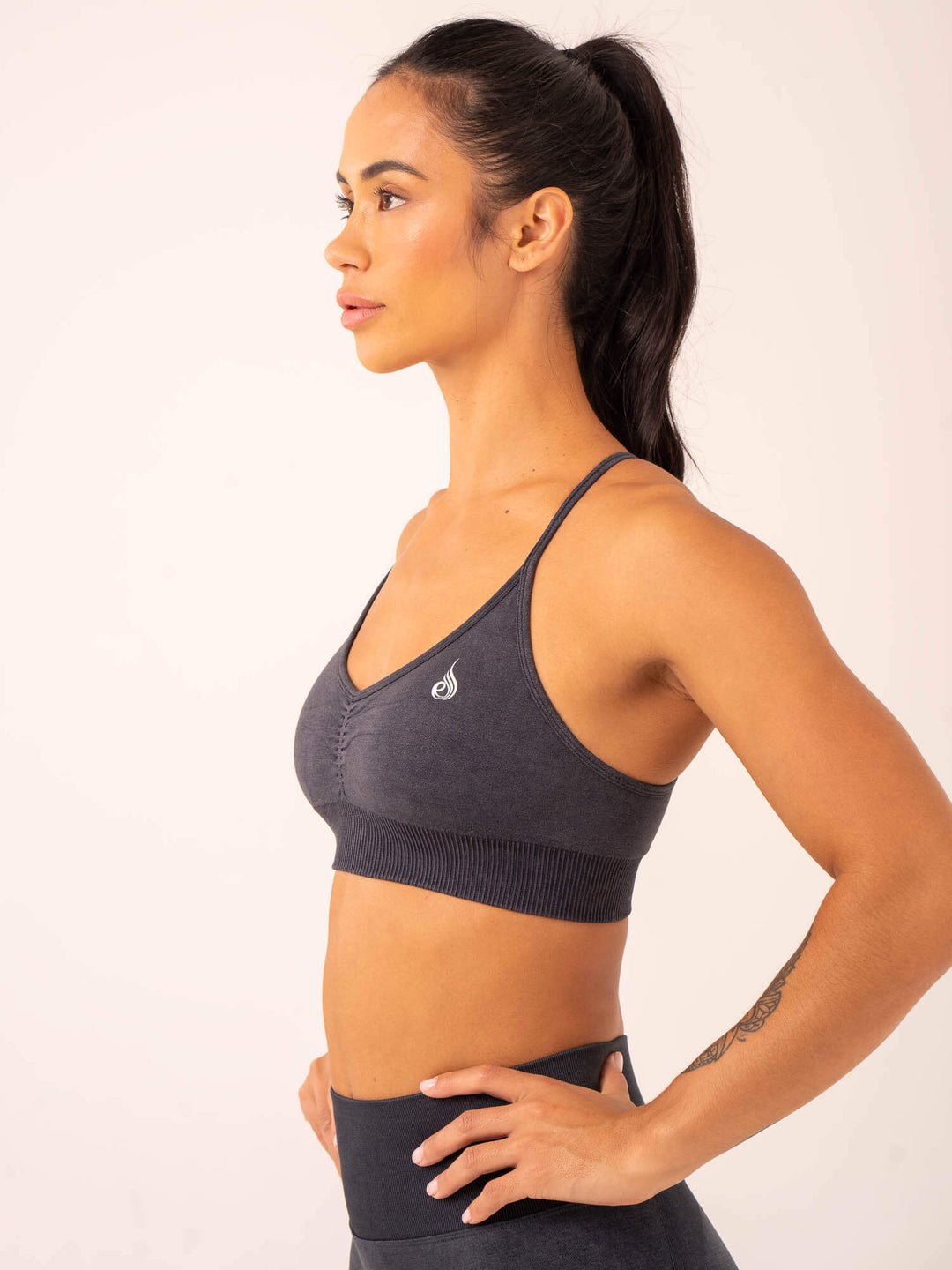 Stonewash Seamless Sports Bra - Black Stonewash Clothing Ryderwear 