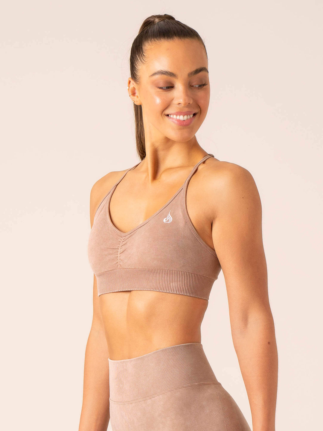 Stonewash Seamless Sports Bra - Tan Stonewash Clothing Ryderwear 