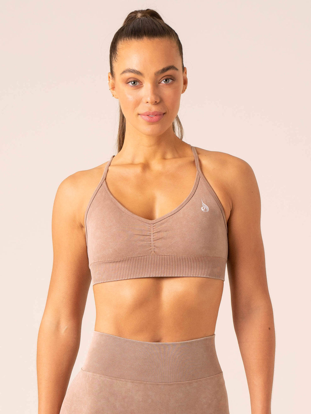 Stonewash Seamless Sports Bra - Tan Stonewash Clothing Ryderwear 