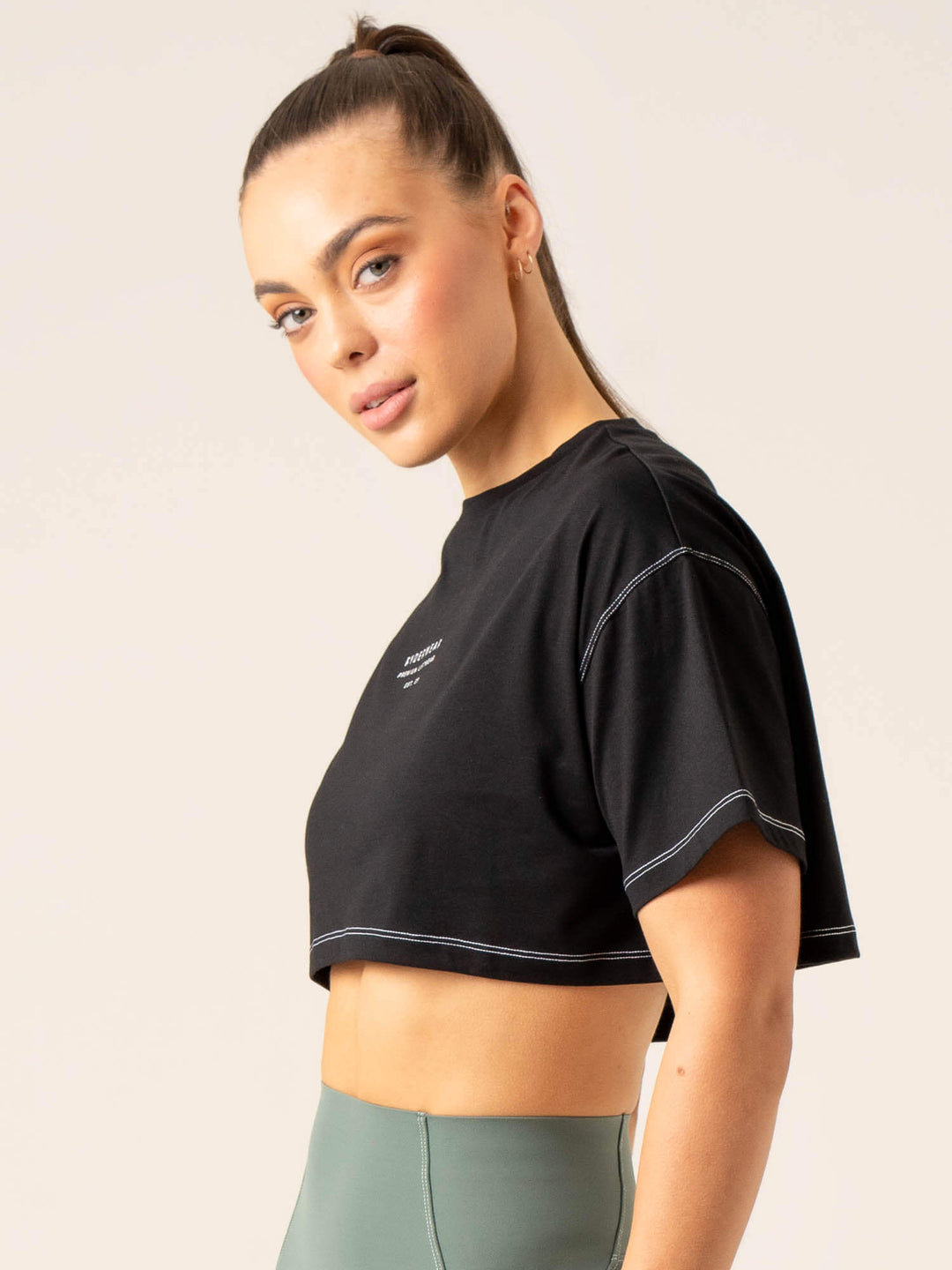 Stride Oversized Tee - Black Clothing Ryderwear 