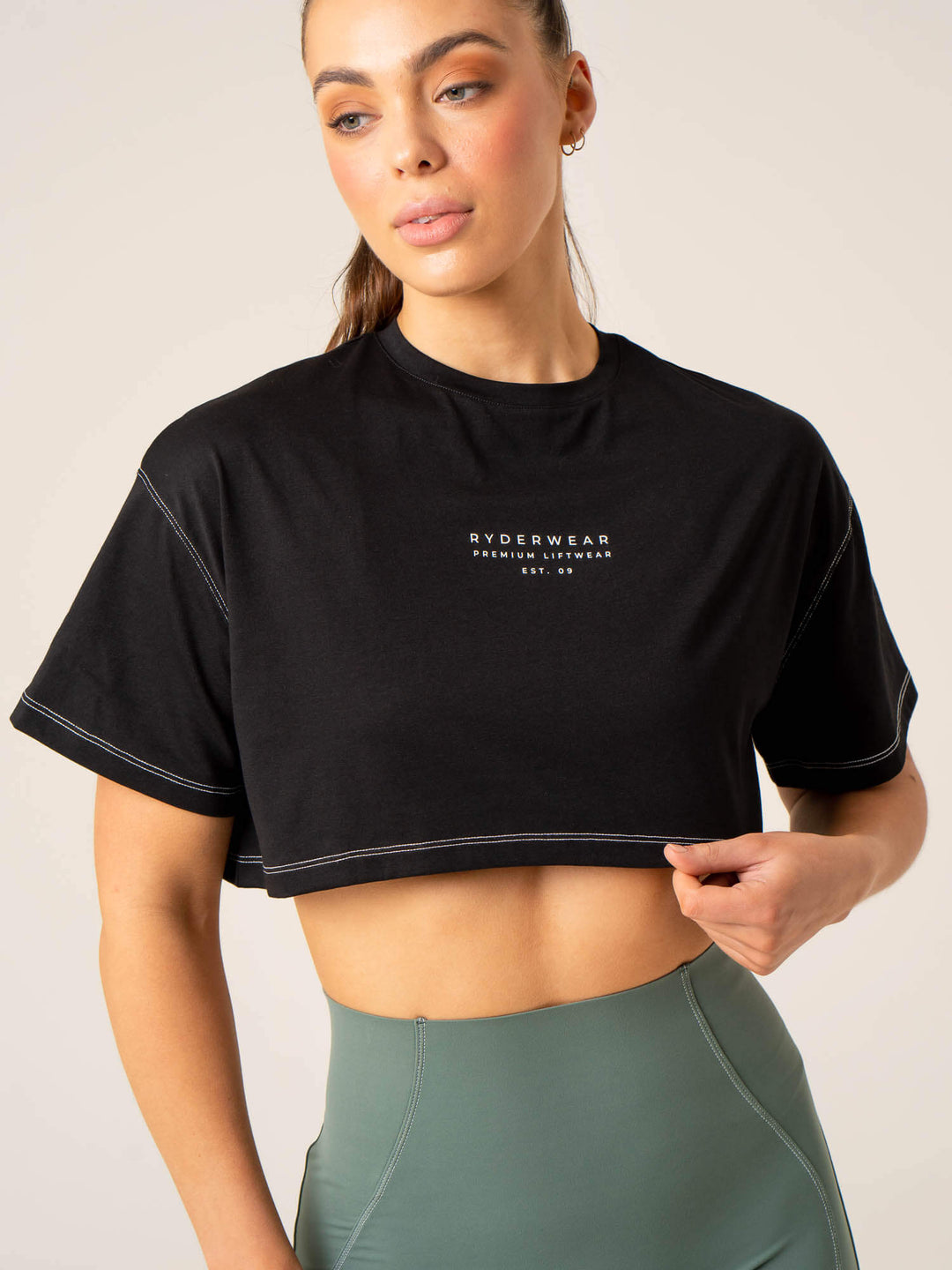 Stride Oversized Tee - Black Clothing Ryderwear 