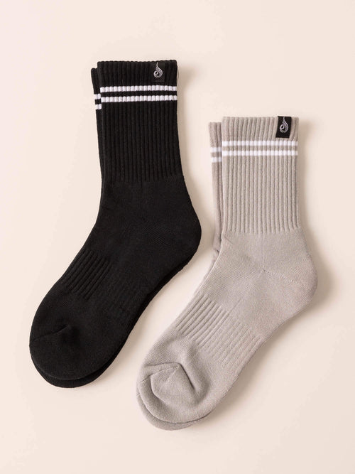 Stripe Crew Socks Black/Grey