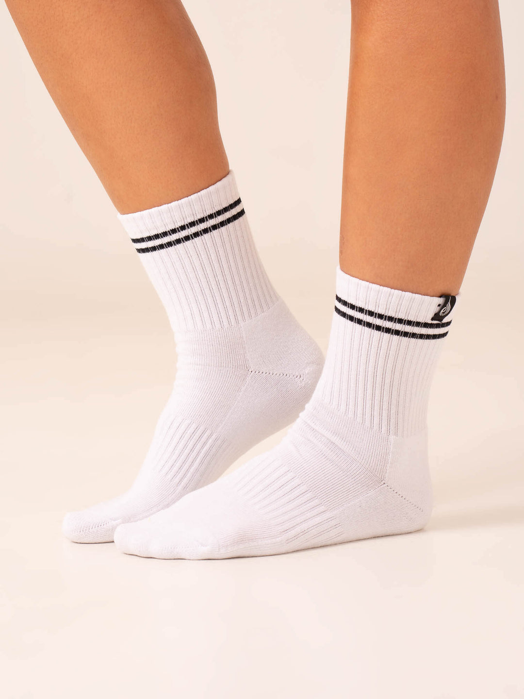 Stripe Crew Socks - White/Green - Ryderwear