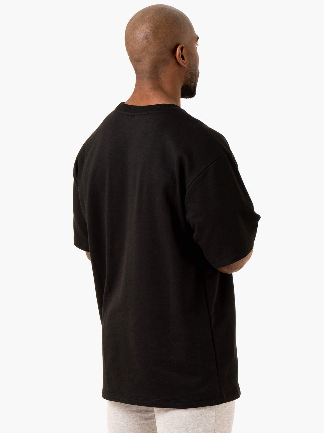 Throwback Oversized Fleece T-Shirt - Black Clothing Ryderwear 