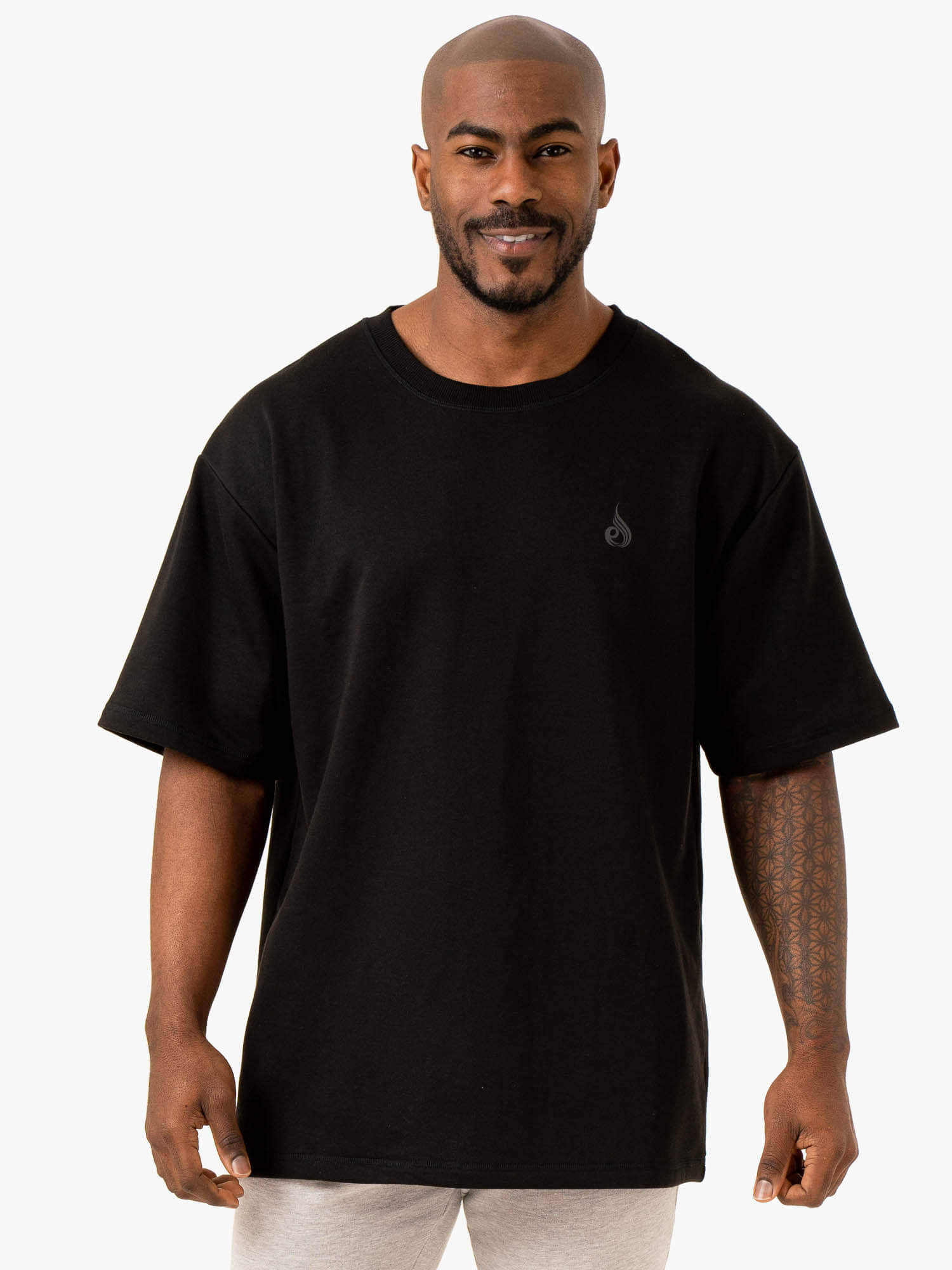 Throwback Oversized Fleece T-Shirt - Black - Ryderwear