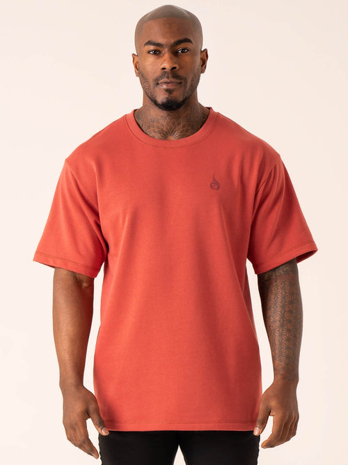 Throwback Oversized Fleece T-Shirt Dusty Red