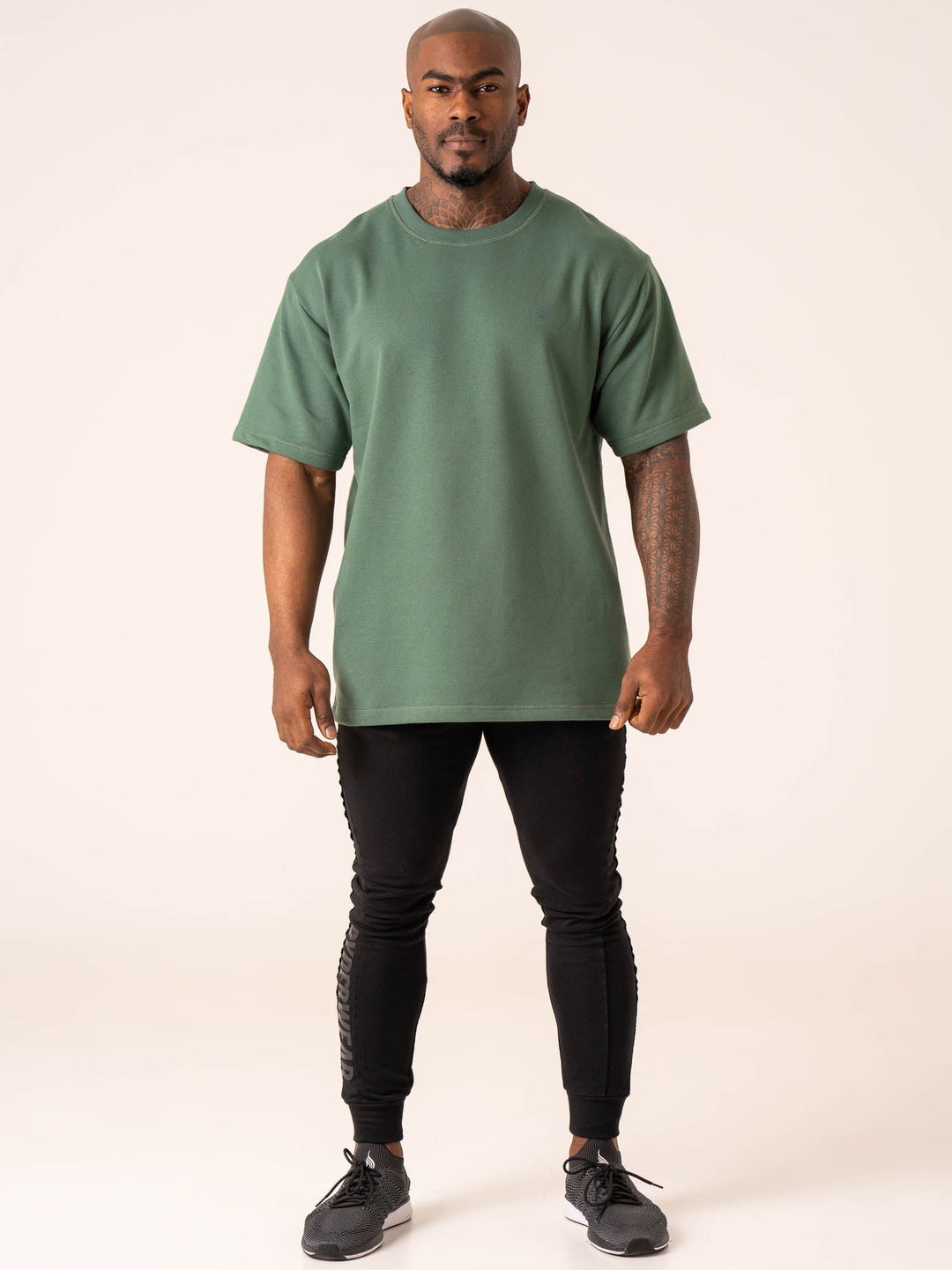 Throwback Oversized Fleece T-Shirt - Fern Green Clothing Ryderwear 