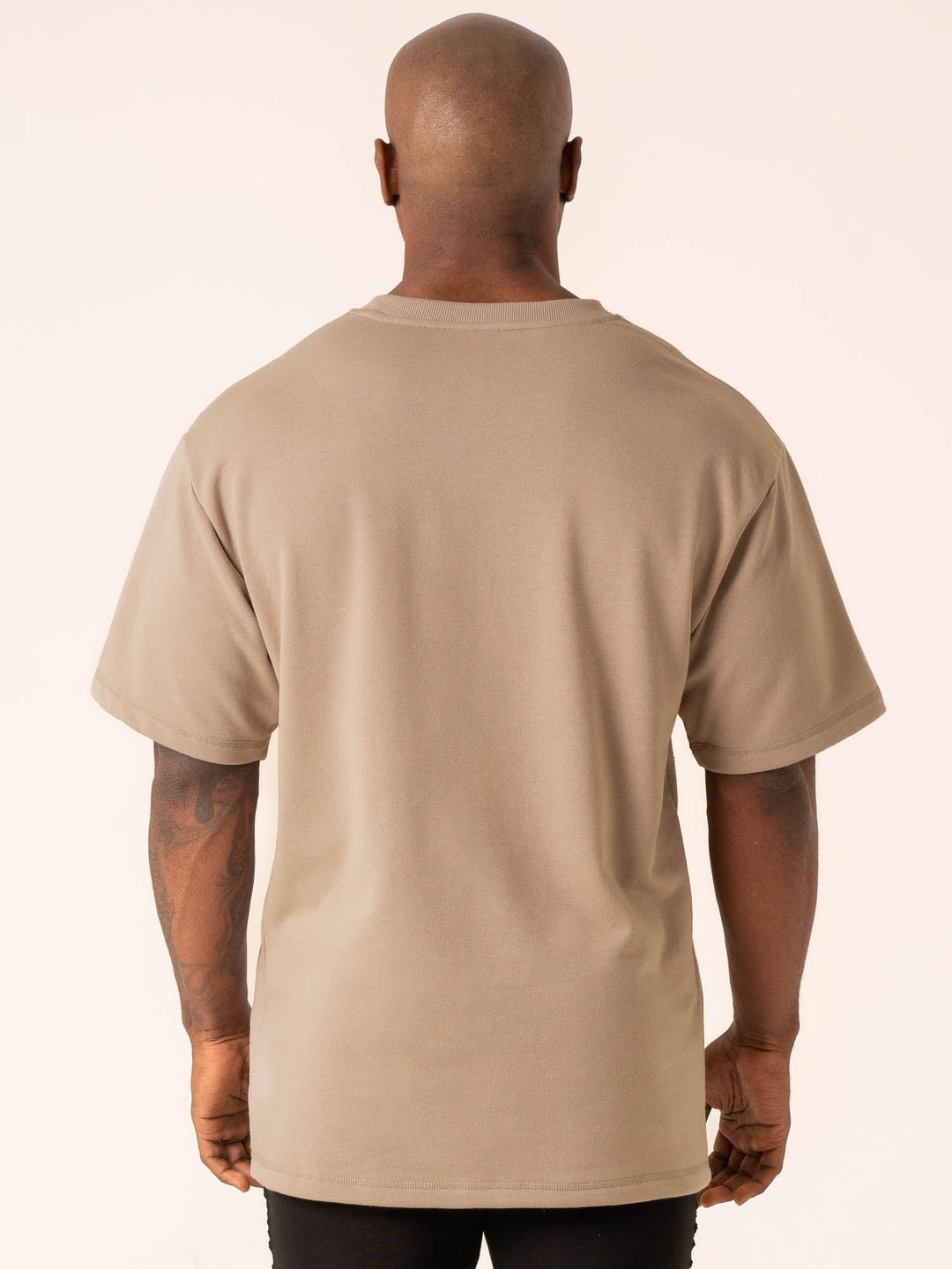 Throwback Oversized Fleece T-Shirt - Sand Clothing Ryderwear 