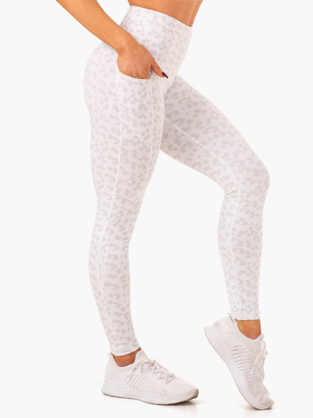 Ultra High Waisted Full Length Leggings - Snow Leopard Clothing Ryderwear 