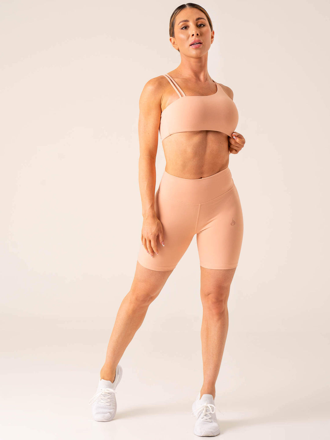 Unstoppable High Waisted Scrunch Shorts - Peach - Ryderwear