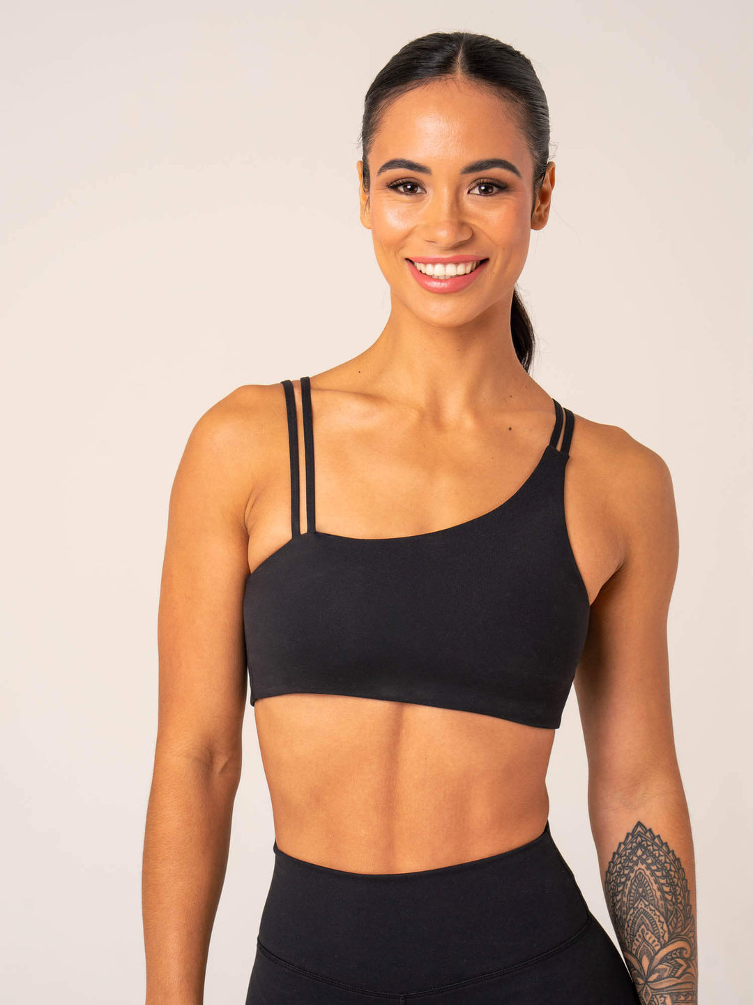 Unstoppable One Shoulder Sports Bra Black Ryderwear