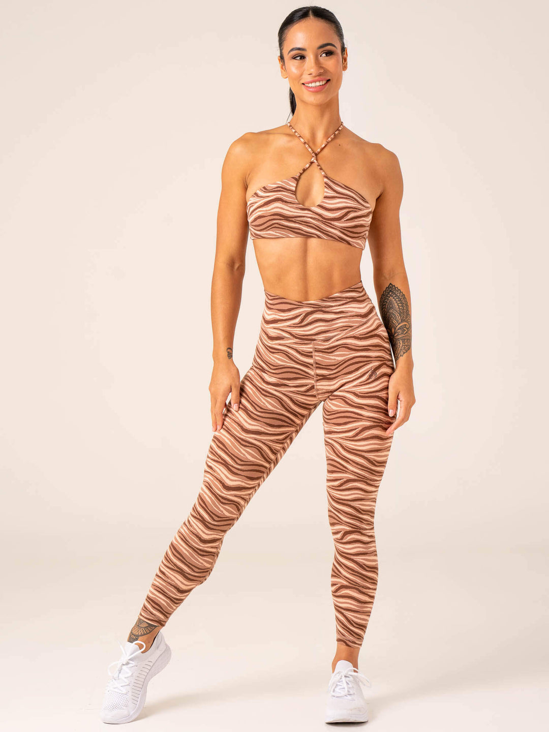 Unstoppable Sports Bra - Mocha Zebra Clothing Ryderwear 
