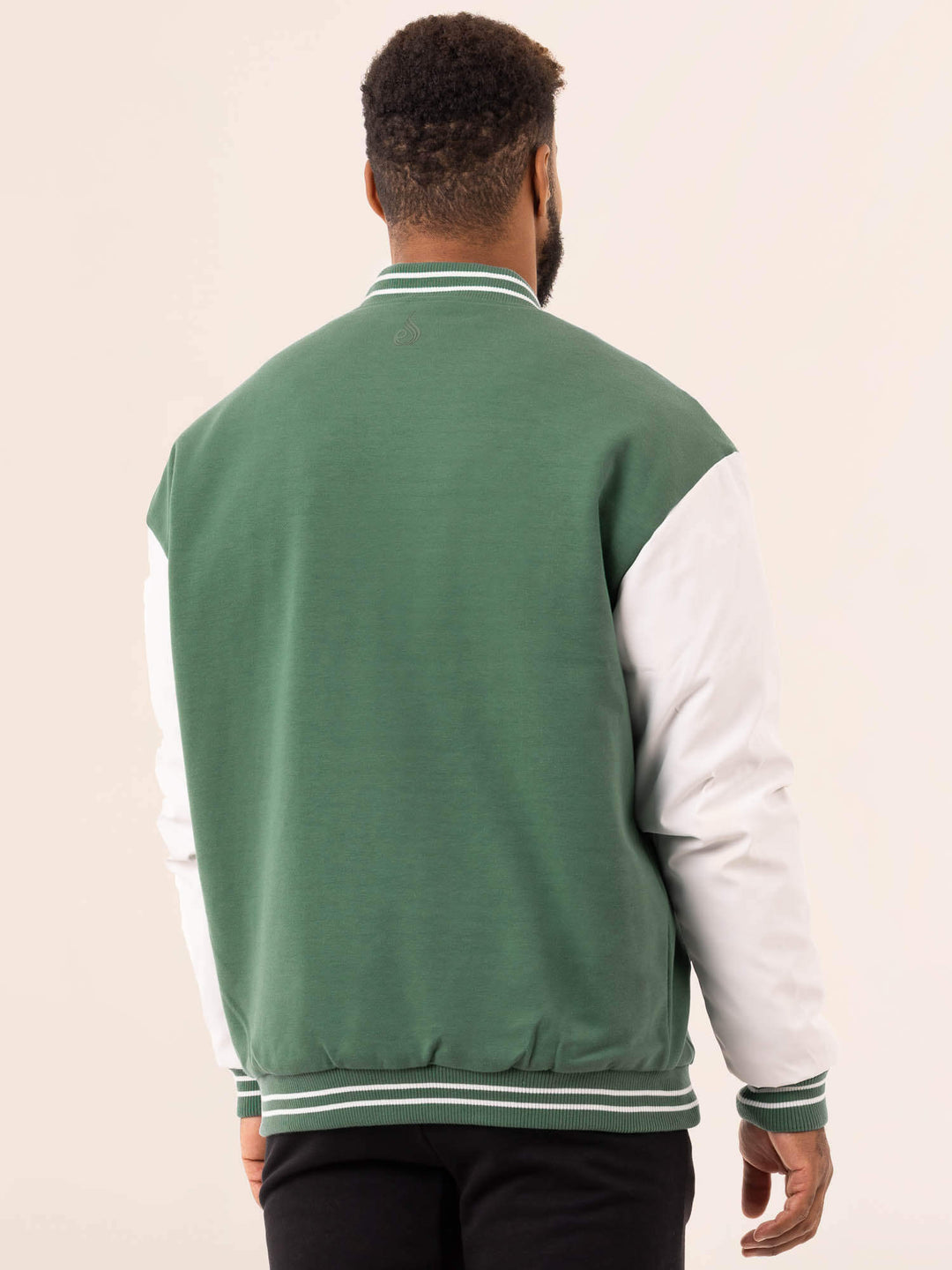 Ryderwear Mens Varsity Bomber Jacket - Green/Vanilla XL