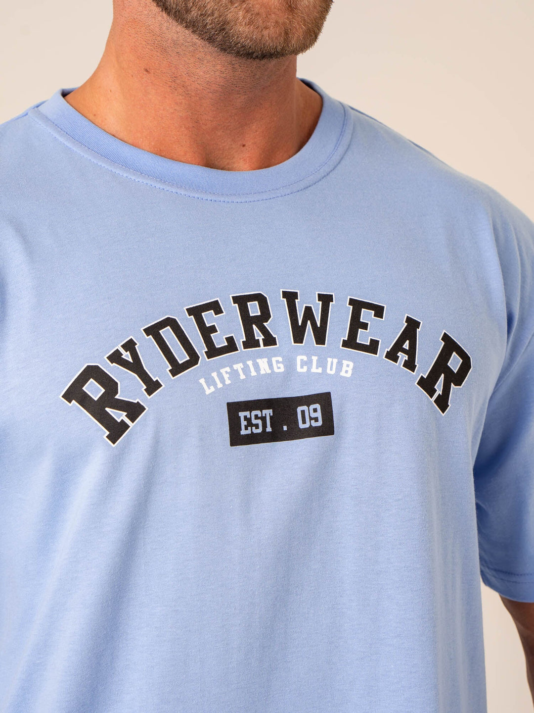 Varsity Oversized T-Shirt - Sky Blue Clothing Ryderwear 