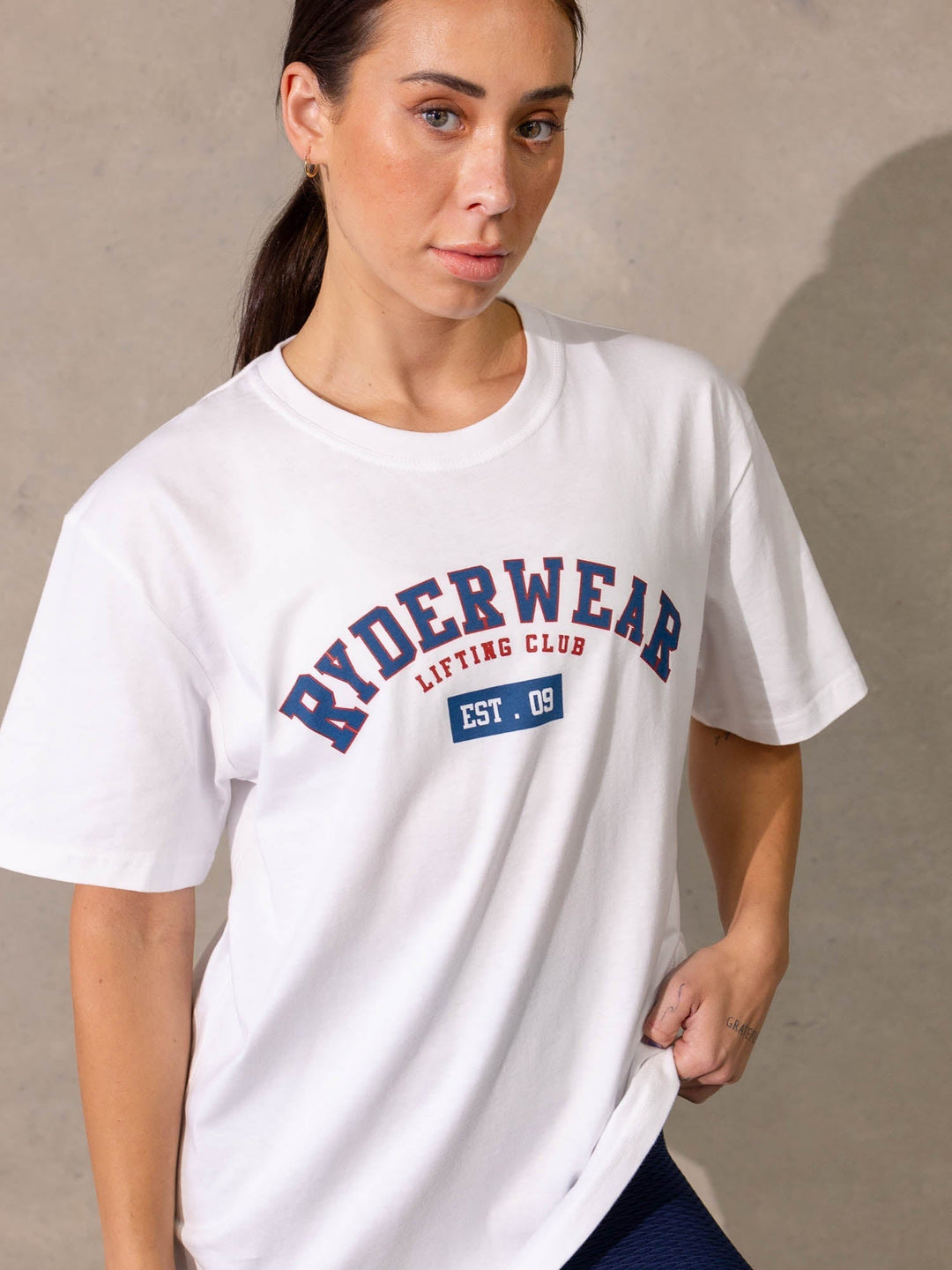 Varsity Oversized T-Shirt - White Clothing Ryderwear 