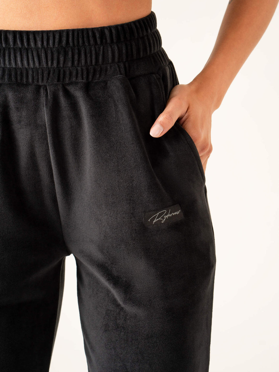 Velour Track Pant - Black Clothing Ryderwear 